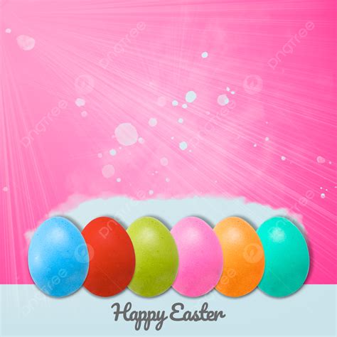 Happy Easter Colorfull Eggs With Sunlight Waves Smooth Clouds