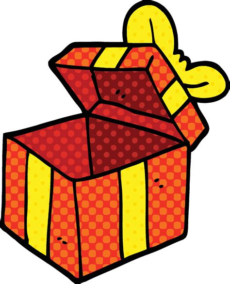 caja de regalo abierta de dibujos animados estilo cómic 12551537 Vector