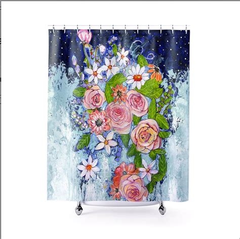 Wildflower Shower Curtain Boho Style Bathroom Decor Nature Etsy