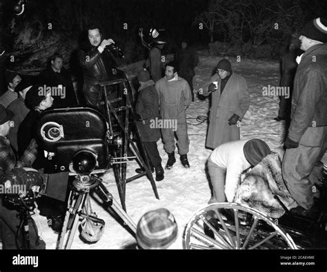 Orson Welles And Joseph Cotten On Set Candid With Movie Crew Filming