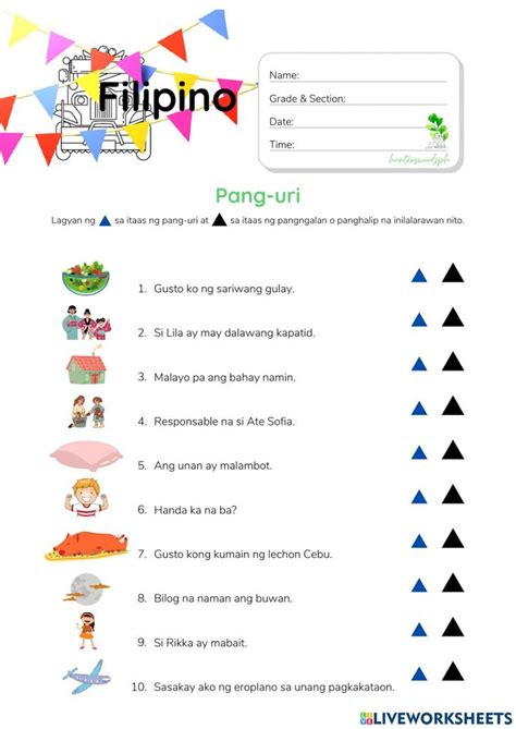 Pang-uri Worksheet Activity