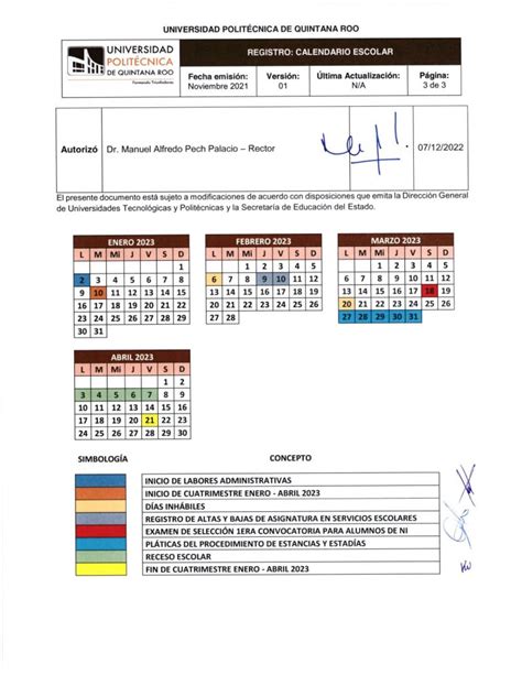 Calendario Escolar Universidad Polit Cnica De Quintana Roo