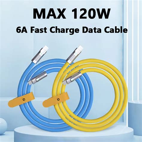 120w 6a Super Fast Charge Pd Type C To Type C Liquid Silicone Cable