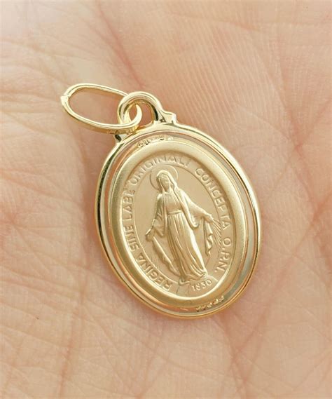 14k Yellow Gold Regina Sine Labe Originali Concepta O P N Catholic