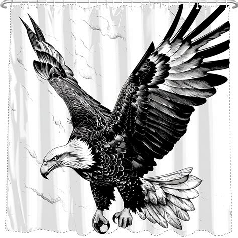 American Pride Bold Bald Eagle Sketch Shower Curtain Minimalist Design