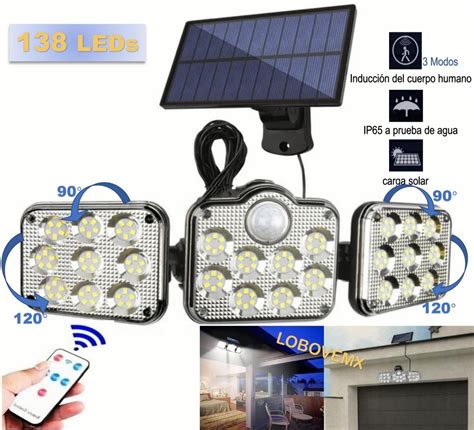 L Mpara Solar De Pared Exteriores Sensor Luz Led Modos Meses