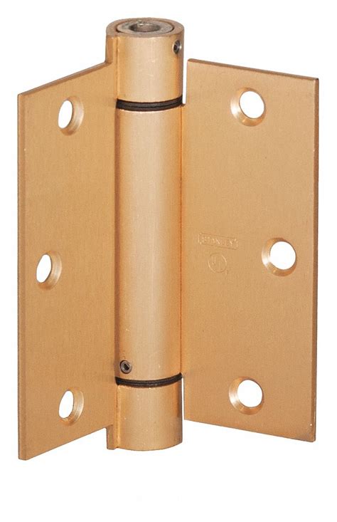 Stanley Spring Hinge With Holes Satin Brass Finish Square Corners 3 12 In X 1 38 In