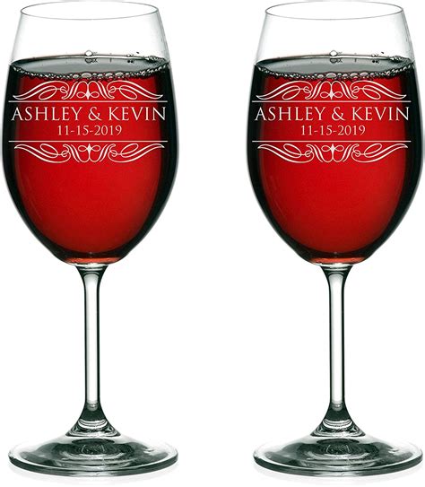 Krezy Case Set Of 2 Personalized Wedding Wine Flutes Engraved Wine Glasses For