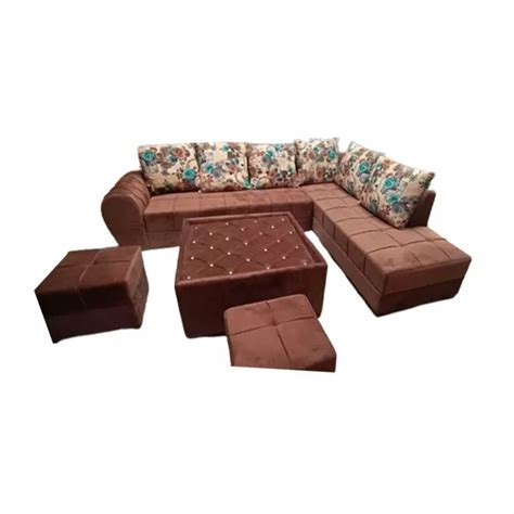 Rexin Seater Brown L Shape Sofa Set With Lounger At Rs Set In