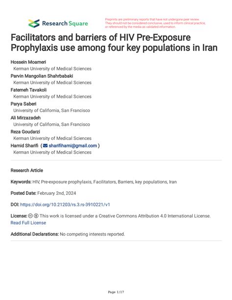 Pdf Facilitators And Barriers Of Hiv Pre Exposure Prophylaxis Use