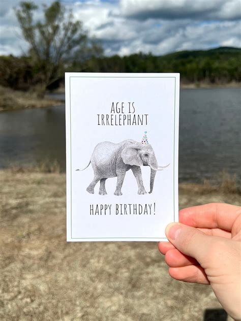 Elephant Pun Card, Elephant Birthday Card, Watercolor Elephant Card ...