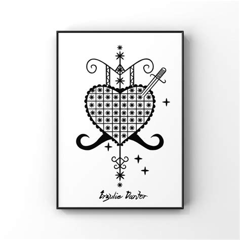 Veve Erzulie Dantor Voodoo Symbol Print Loa Sigil New Orleans Etsy