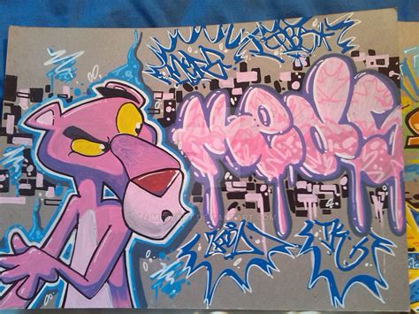 Pink panther x Meds on card Graffiti Street Art by Medzart on DeviantArt