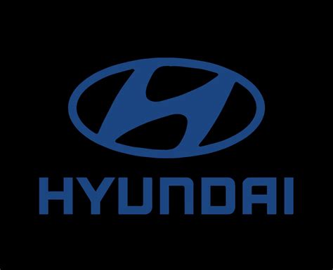 Hyundai Logo Brand Symbol With Name Black Design South Korean Car