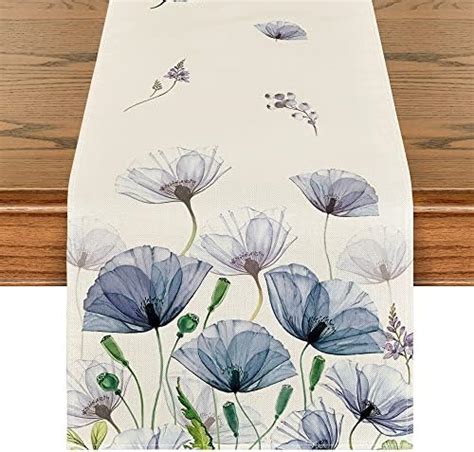 Amazon Anydesign Blue Floral Table Runner X Inch Forget Me