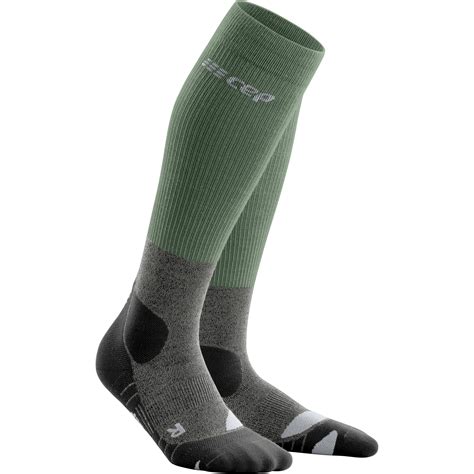 Cep Hiking Merino Compression Socks Men Green Light Grey Bike