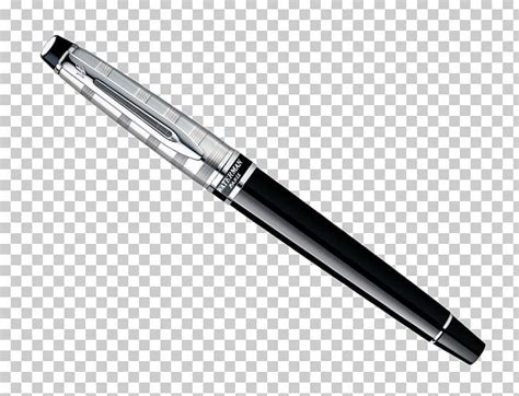 a black and white pen on a transparent background