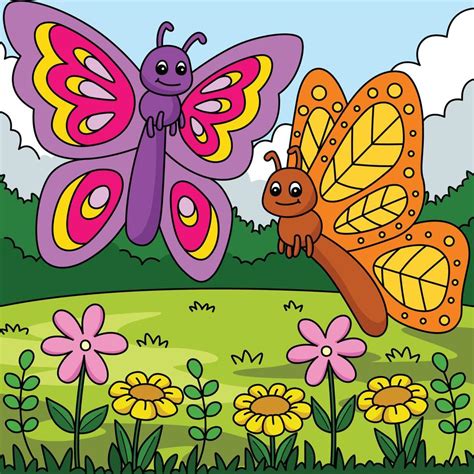 Primavera Dos Mariposas De Colores Dibujos Animados 19979788 Vector En