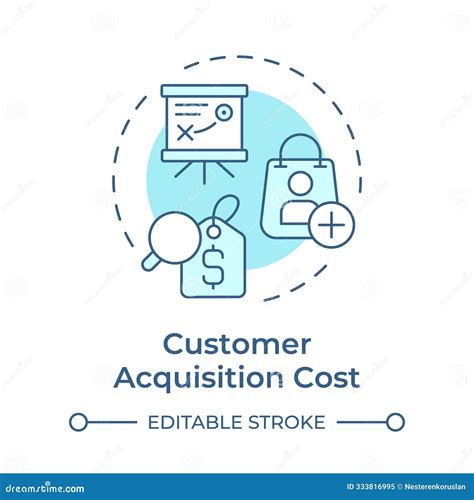 Customer Acquisition Cost Soft Blue Concept Icon Stock Illustration