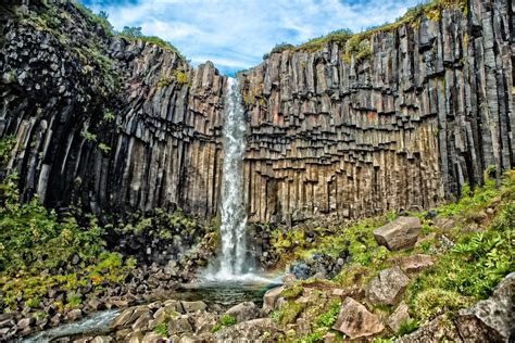 Lava Rock Pillars At Svartifoss Iceland