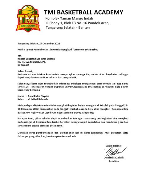 surat izin awal