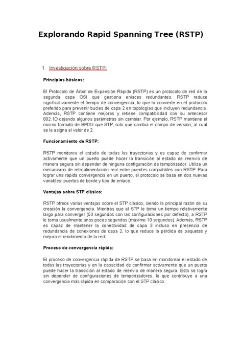 Explorando Rapid Spanning Tree Investigación sobre RSTP Principios