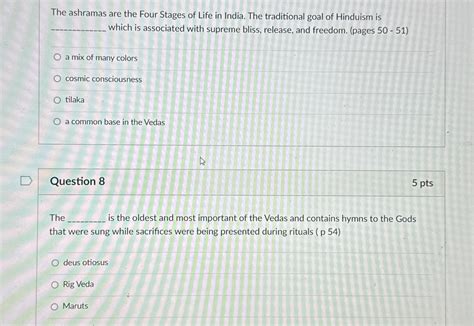 Solved The ashramas are the Four Stages of Life in India. | Chegg.com