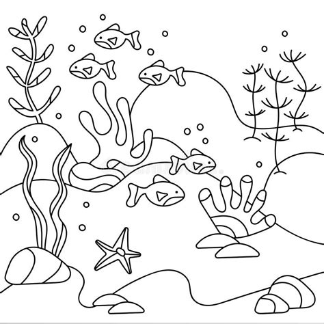 Page De Livre De Coloriage De Fond Marin Illustration De Vecteur The