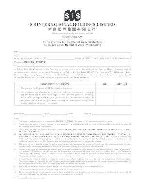 Fillable Online Proxy Form For Sgm Sis International Holdings Limited