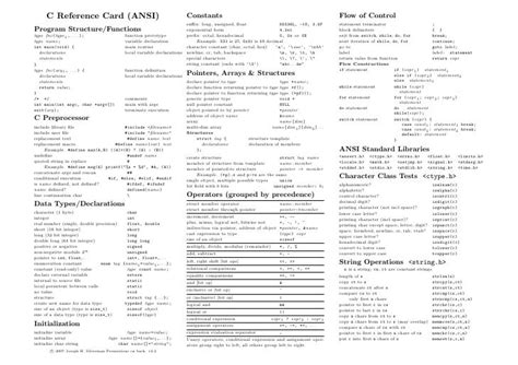 C Reference Card (Ansi) 2