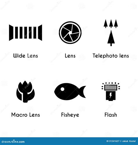 Photo Lens Icons Set Stock Vector Illustration Of Fisheye