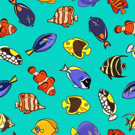 Cute Fish Vector Illustration Icons Set Tropical Fish Sea Fish