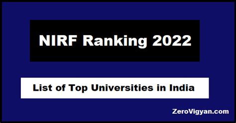 NIRF India University Ranking 2022 Released List Of Top Universities