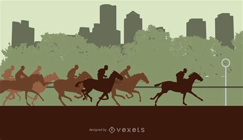 Horse Race Silhouette Illustration Vector Download