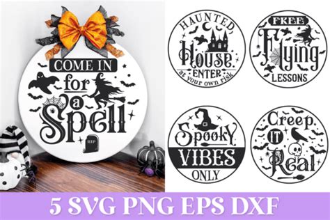 Round Halloween Door Signs Svg Pack Graphic By Anastasia Feya