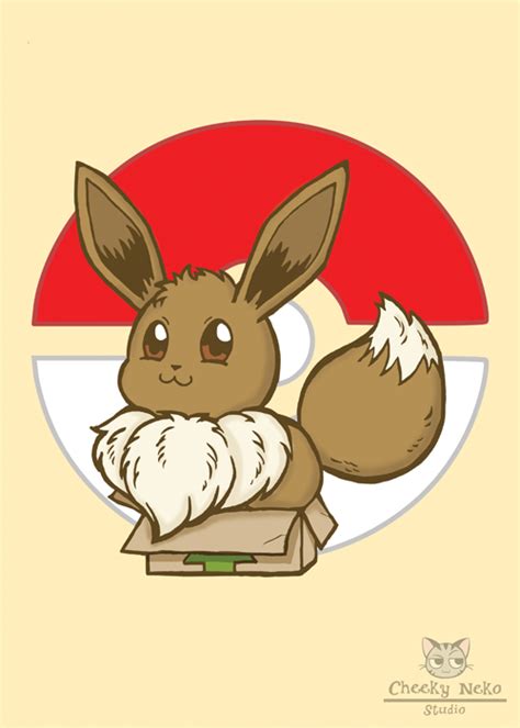 Eeveelutions In Boxes Eevee 5x7 Print Cheeky Neko Studios Ko Fi