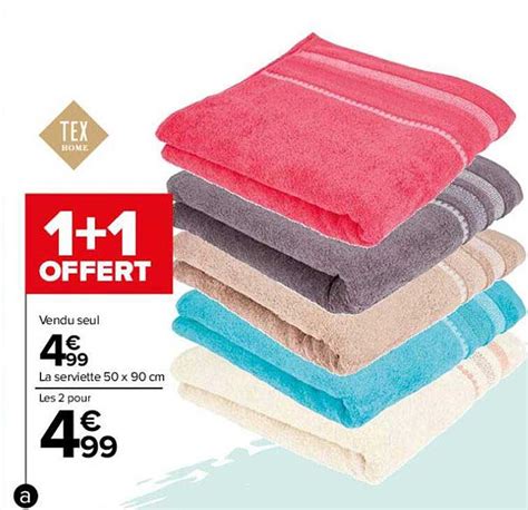 Promo La Serviette X Cm Tex Home Chez Carrefour Icatalogue Fr