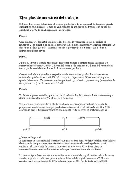 Ejemplos De Muestreo Del Trabajo Ing De Metodos Ii Ejercicio Pdf Intervalo De Confianza