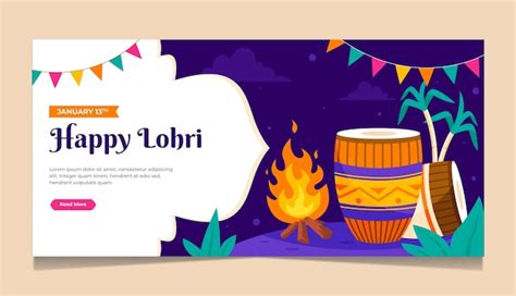 Mod Le De Banni Re Horizontale De C L Bration Du Festival Plat Lohri