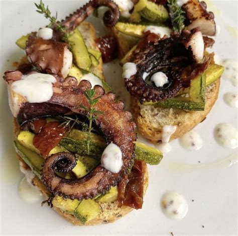 Crostini Con Polpo E Zucchine Virginia Fabbri La Vongola Verace