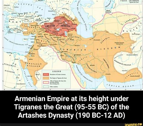 Armenian Empire At Its Height Under Tigranes The Great 95 55 Bc Of