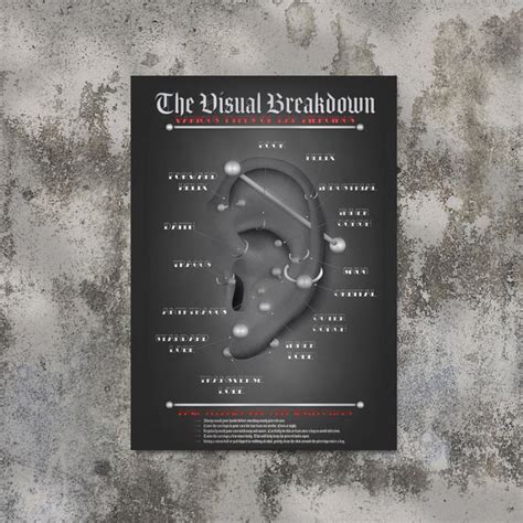 Ear Piercing Infographic Chart Black And Gray Poster Etsy Digital