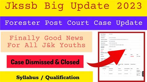 Jkssb Forester Court Case Update Forester Syllabus 2023 Case