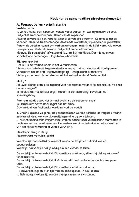 1490019375 Structuur Elementen Literatuur Nederlands Samenvatting