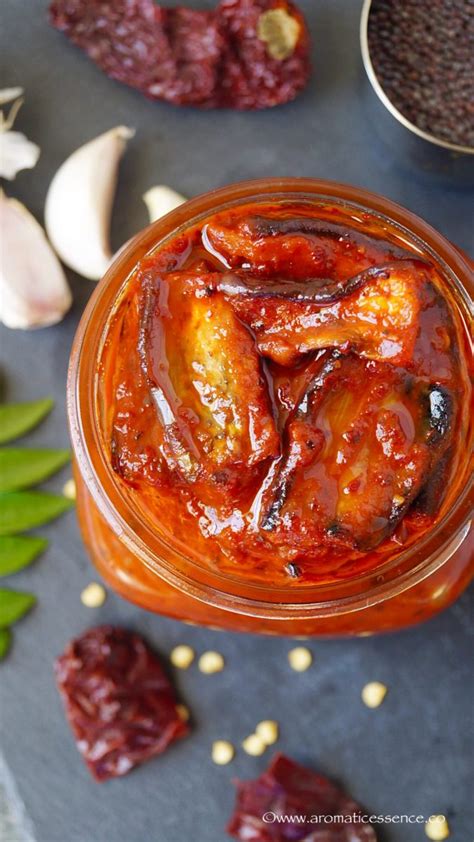 Brinjal Pickle Pickled Eggplant Recipe Goan Style Aromatic Essence