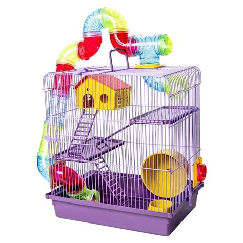 Gaiola Para Hamster Tubo Super Luxo 3 Andares Jel Plast Lilás Leroy