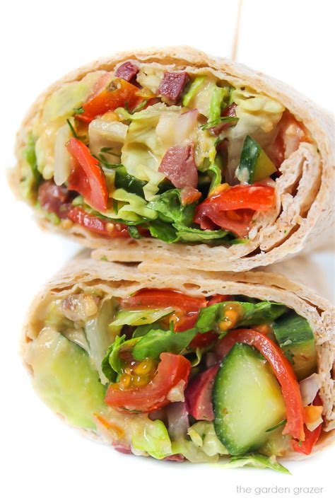 Greek Salad Wrap with Hummus (Vegan) - The Garden Grazer