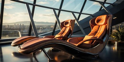 Premium Ai Image A Pair Of Leather Recliners Luxury Chairs In Airport Lounge