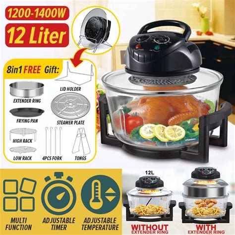 Feetonhomeware 8 In 1 12 Liter Multifunction Halogen Oven Cooker