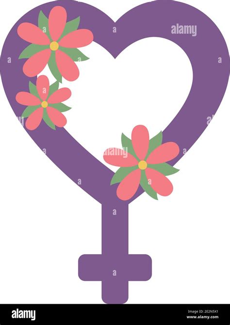 Heart Shaped Female Gender Symbol With Flowers Over White Background